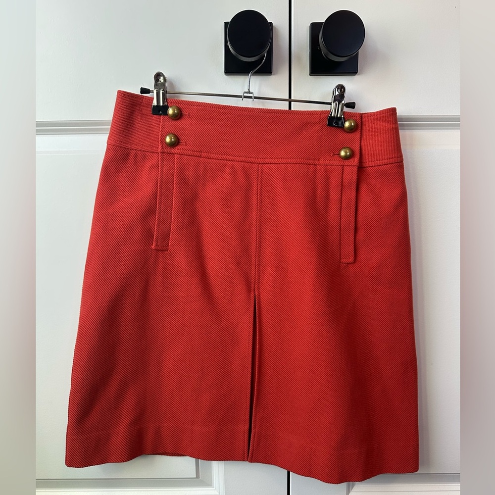 Tory Burch Thea Orange Skirt w/ Buttons A-Line Tailored (Size 6)